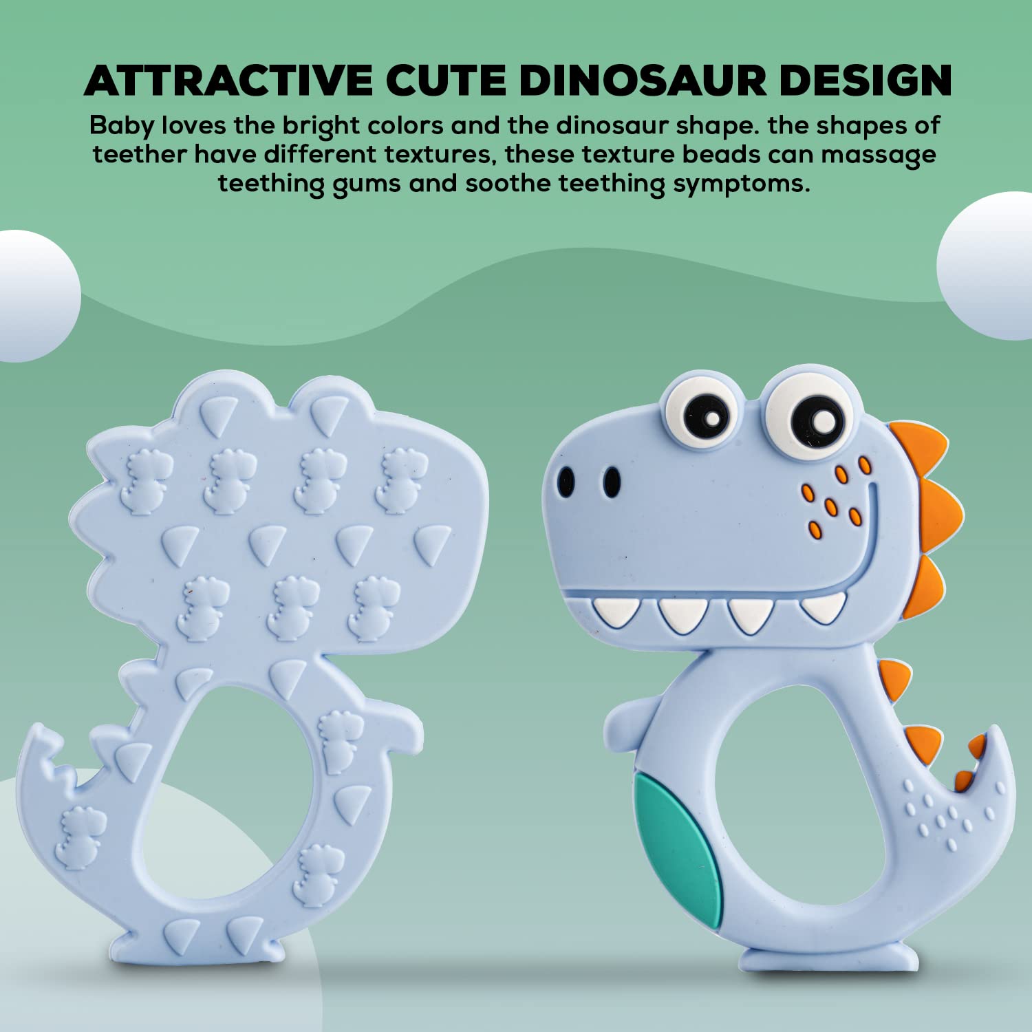 Silicone Dinosaur Teether for Baby (1 Pc / Mix Design & Color) Silicone Dinosaur Teether for Baby (1 Pc / Mix Design & Color)